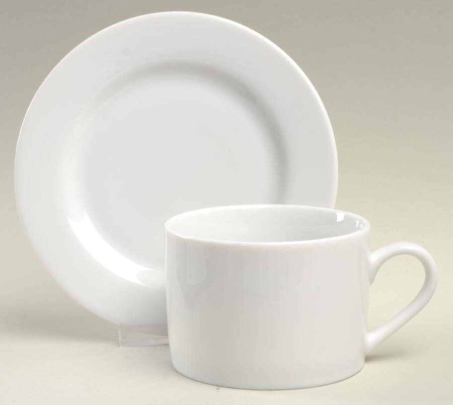 Classic White Flat Cup & Saucer Set by Ten Strawberry Street-1