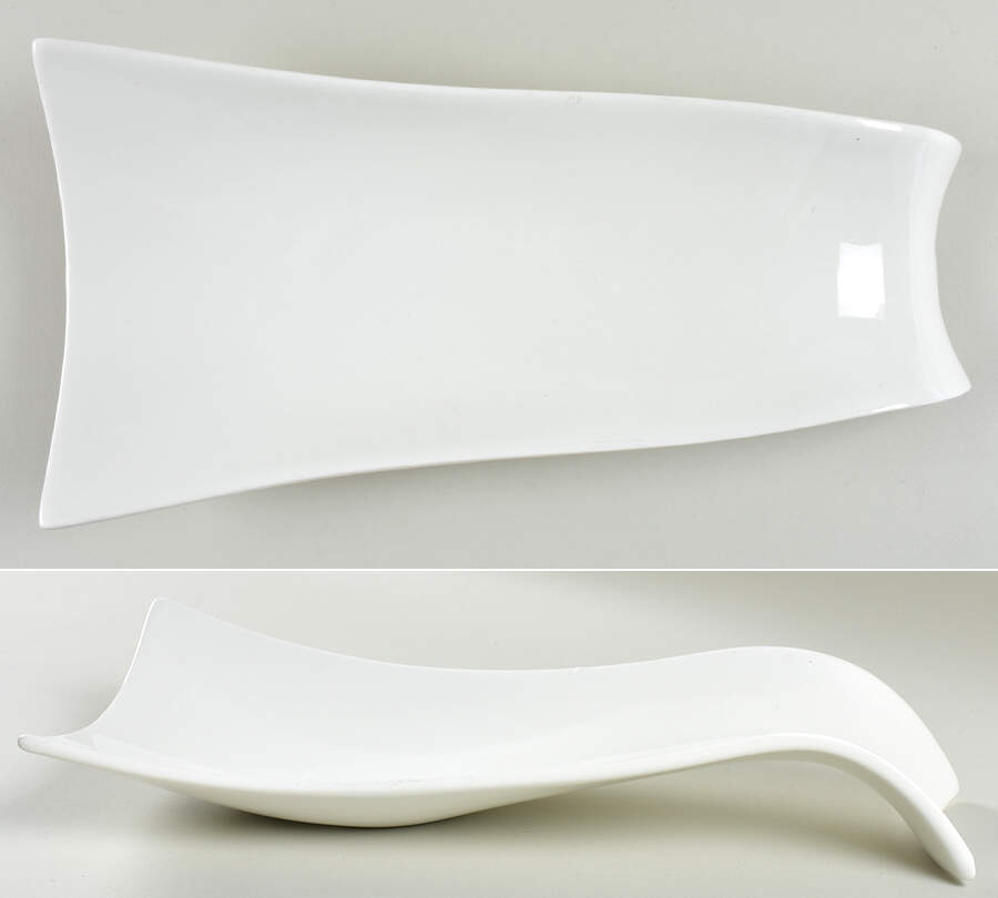 Classic White 14" Assymetrical Platter by Ten Strawberry Street-1