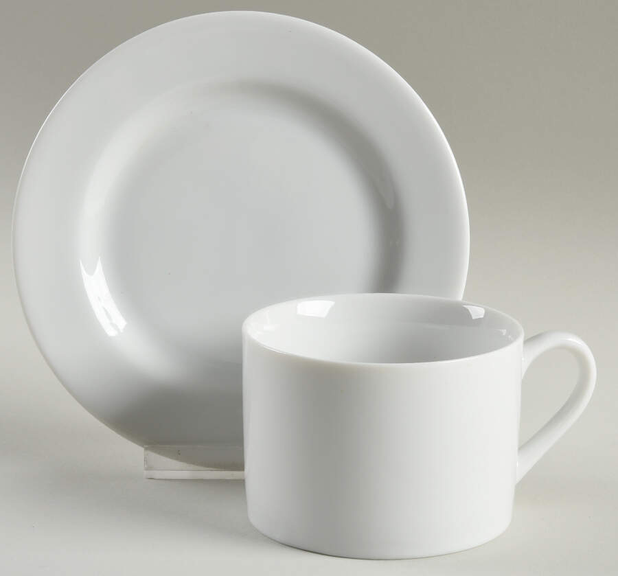 Classic White Flat Cup & Saucer Set by Ten Strawberry Street-1