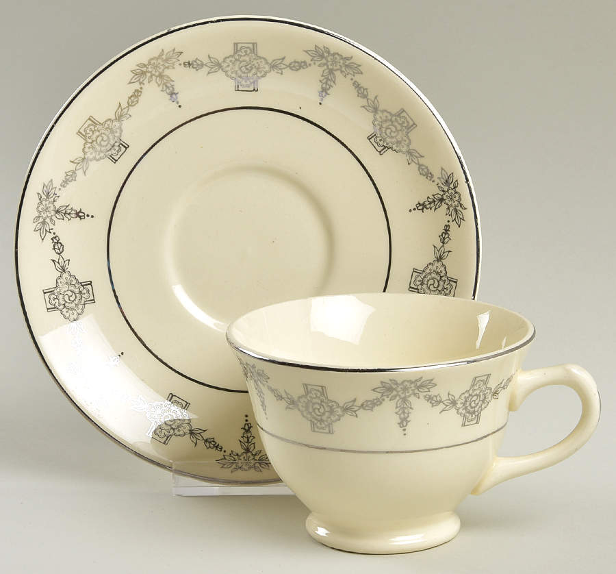 1825 Footed Cup & Saucer Set by Taylor, Smith & Taylor (Ts&T)-1