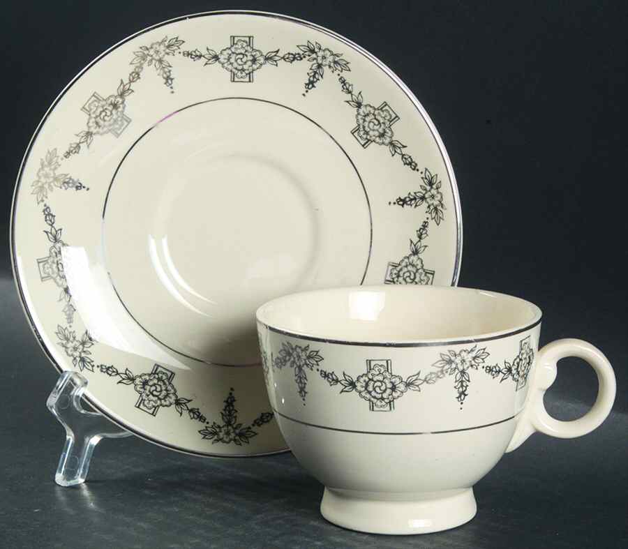 1825 Footed Cup & Saucer Set by Taylor, Smith & Taylor (Ts&T)-1
