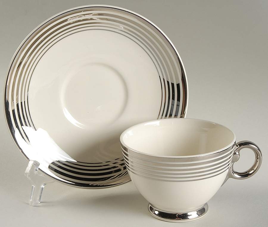 1872 Footed Cup & Saucer Set by Taylor, Smith & Taylor (Ts&T)-1