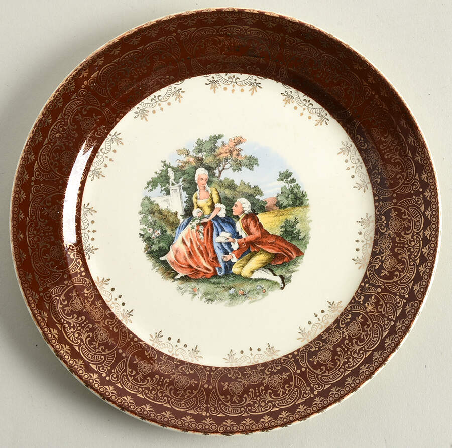 2176 Maroon Salad Plate by Taylor, Smith & Taylor (Ts&T)-1