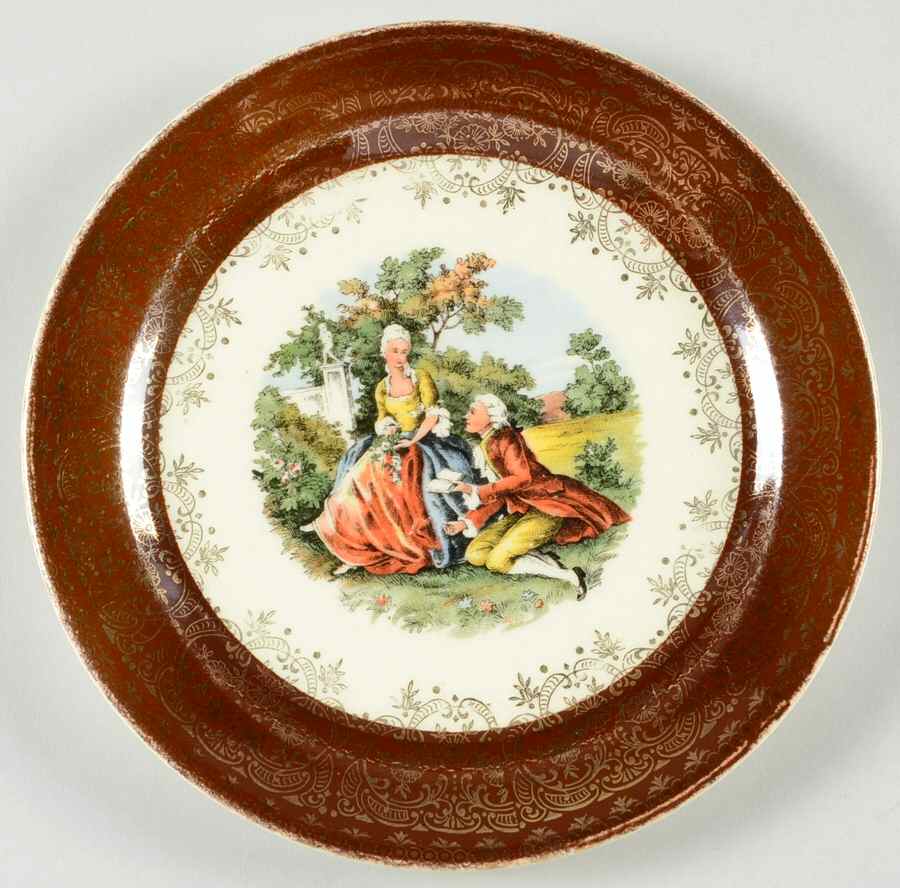 2176 Maroon Bread & Butter Plate by Taylor, Smith & Taylor (Ts&T)-1