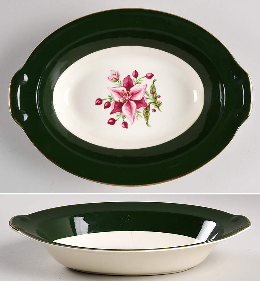 Appalachian Heirloom Bonnie (Gold Trim) 9" Oval Vegetable Bowl by Taylor, Smith & Taylor (Ts&T)-1