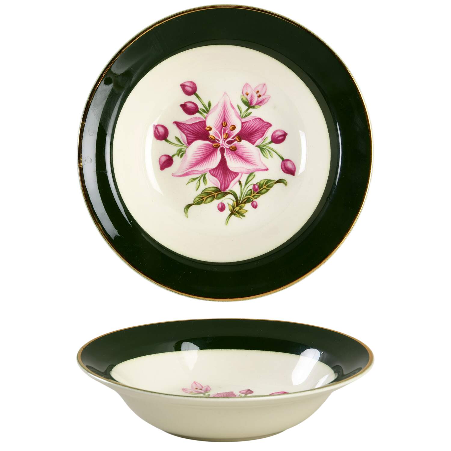 Appalachian Heirloom Bonnie (Gold Trim) Fruit/Dessert (Sauce) Bowl by Taylor, Smith & Taylor (Ts&T)-1