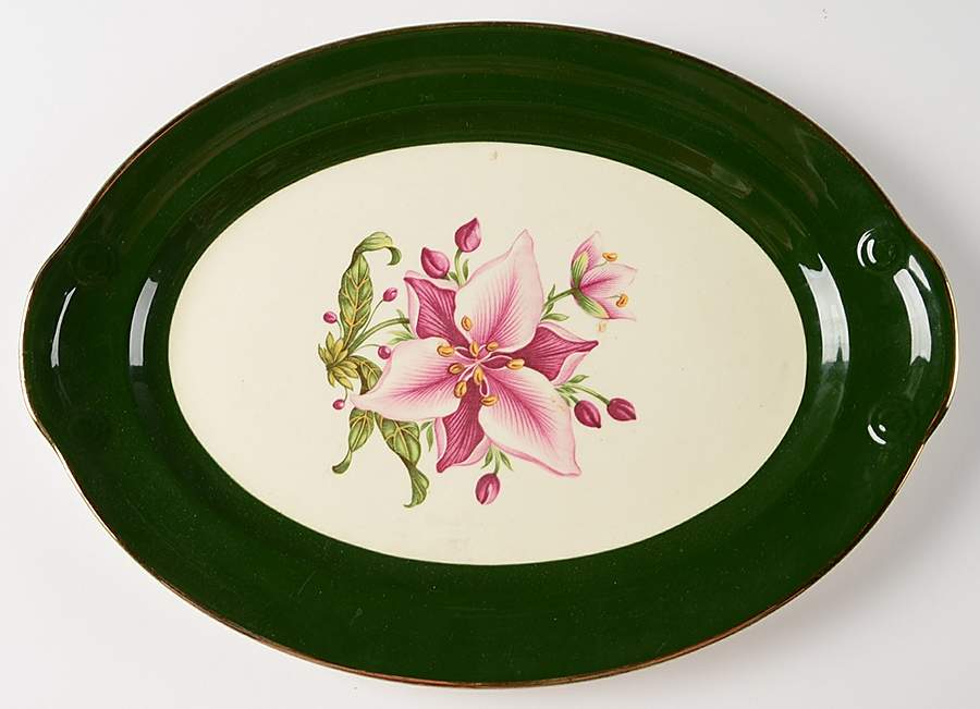 Appalachian Heirloom Bonnie (Gold Trim) 13" Oval Serving Platter by Taylor, Smith & Taylor (Ts&T)-1