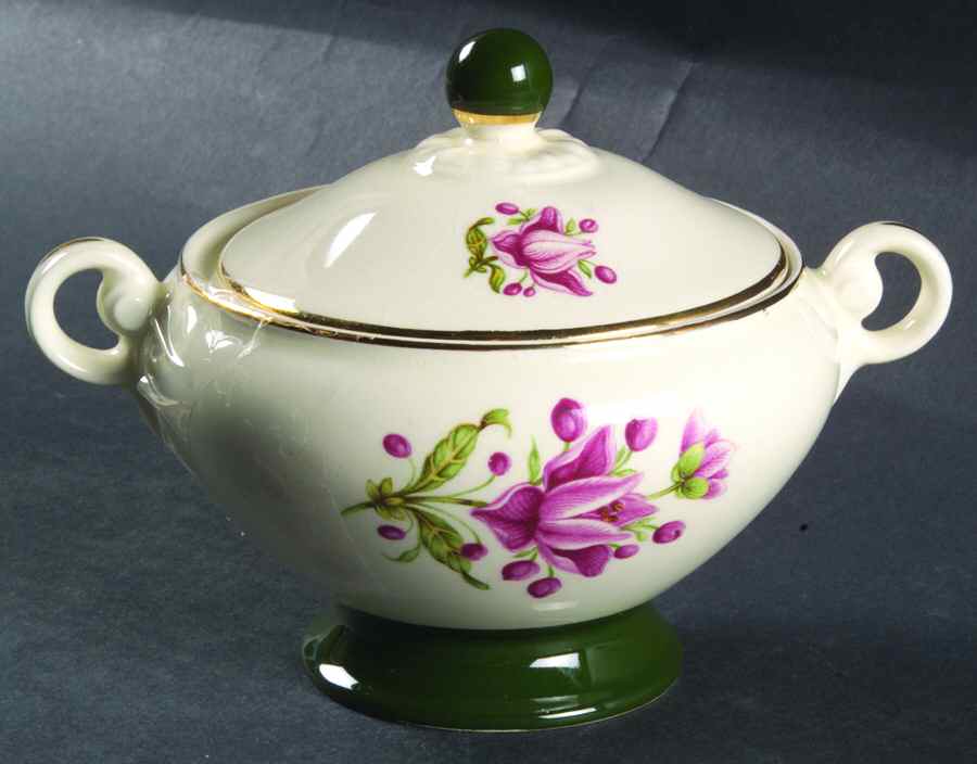 Appalachian Heirloom Bonnie (Gold Trim) Sugar Bowl & Lid by Taylor, Smith & Taylor (Ts&T)-1
