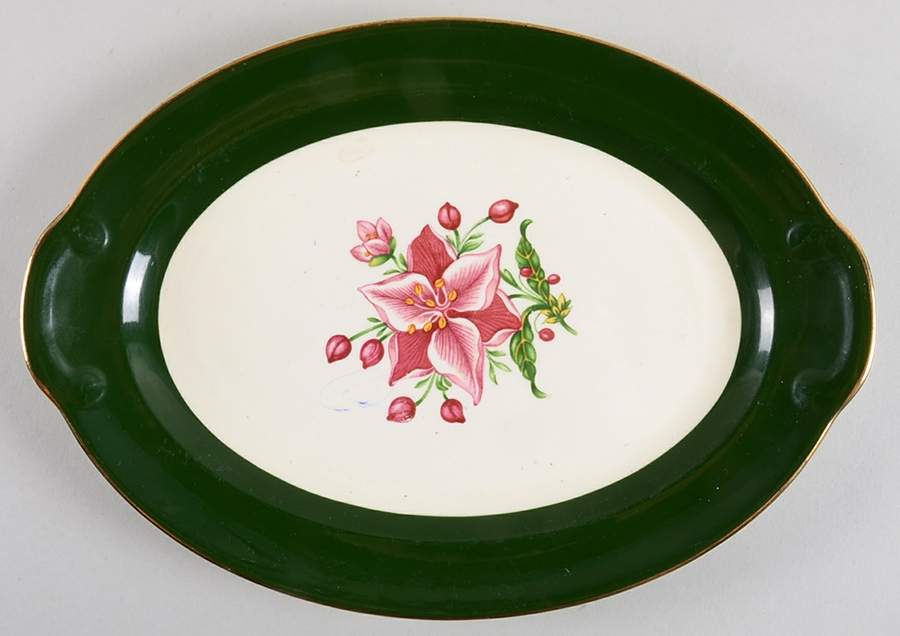 Appalachian Heirloom Bonnie (Gold Trim) 11" Oval Serving Platter by Taylor, Smith & Taylor (Ts&T)-1