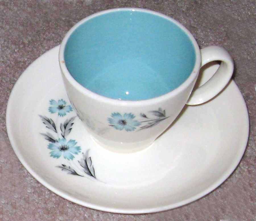 Blue Bonnet Flat Cup & Saucer Set by Taylor, Smith & Taylor (Ts&T)-1
