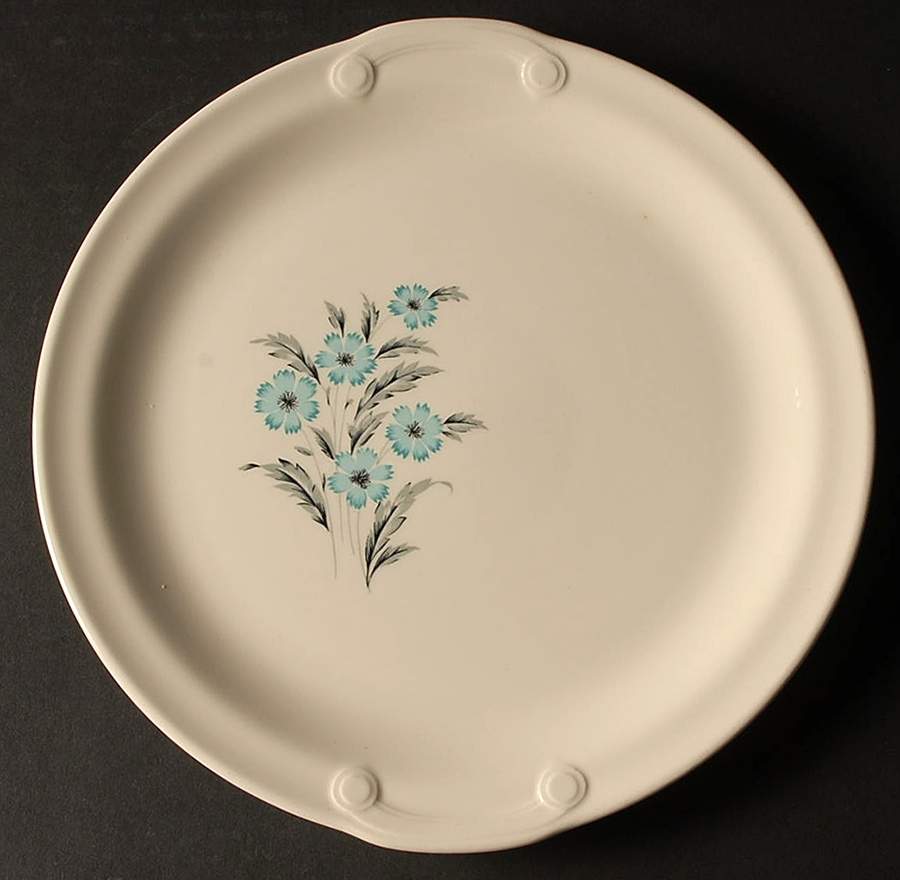 Blue Bonnet Handled Cake Plate by Taylor, Smith & Taylor (Ts&T)-1