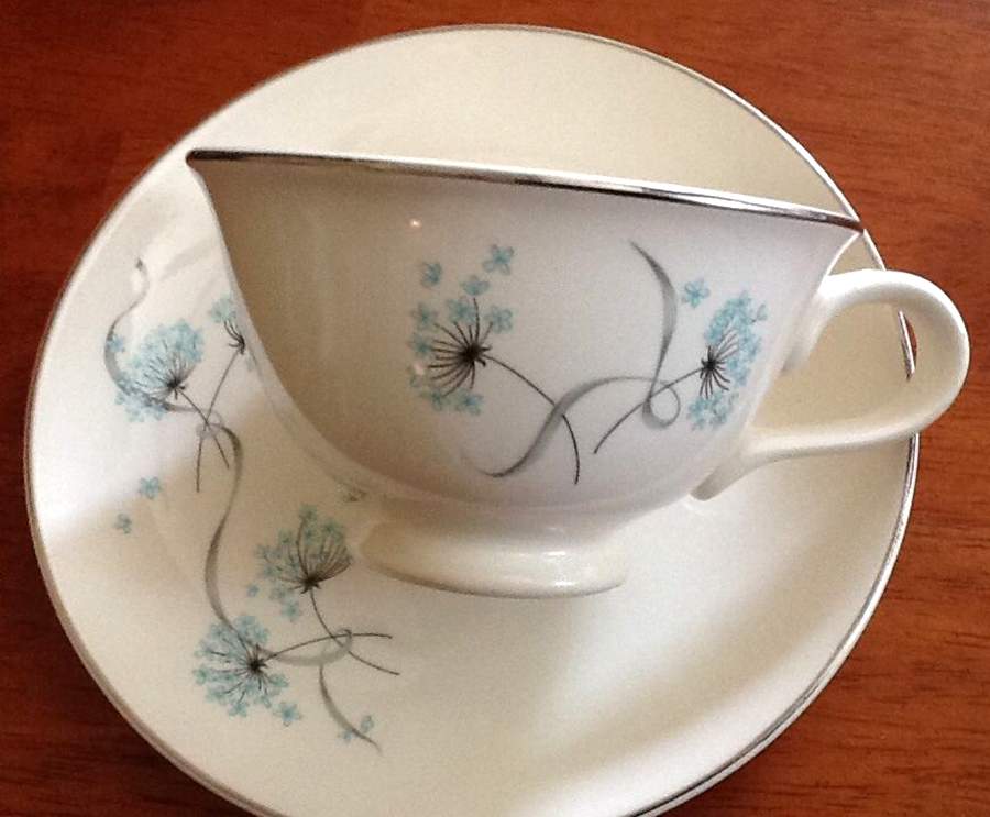 Blue Lace Footed Cup & Saucer Set by Taylor, Smith & Taylor (Ts&T)-1