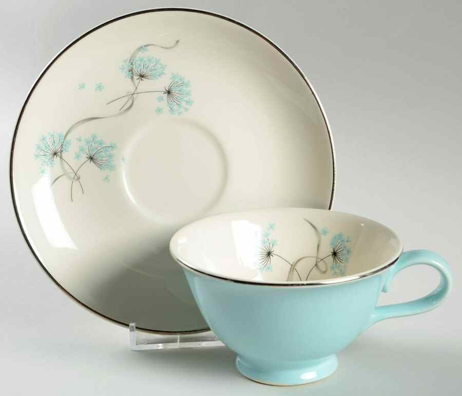 Blue Lace Footed Cup & Saucer Set by Taylor, Smith & Taylor (Ts&T)-1