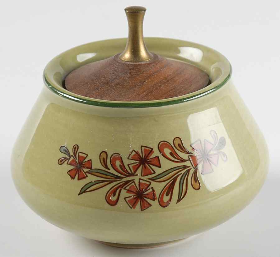 Bonnie Green Sugar Bowl & Lid by Taylor, Smith & Taylor (Ts&T)-1