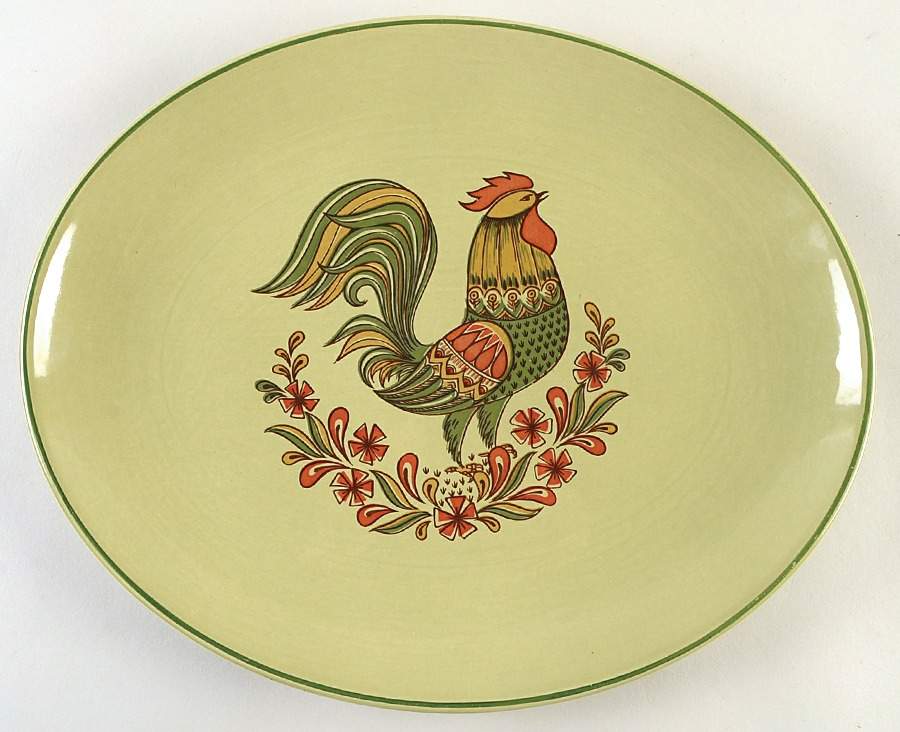 Bonnie Green 13" Oval Serving Platter by Taylor, Smith & Taylor (Ts&T)-1