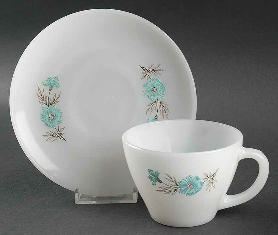 Boutonniere Fire King Cup & Saucer Set by Taylor, Smith & Taylor (Ts&T)-1