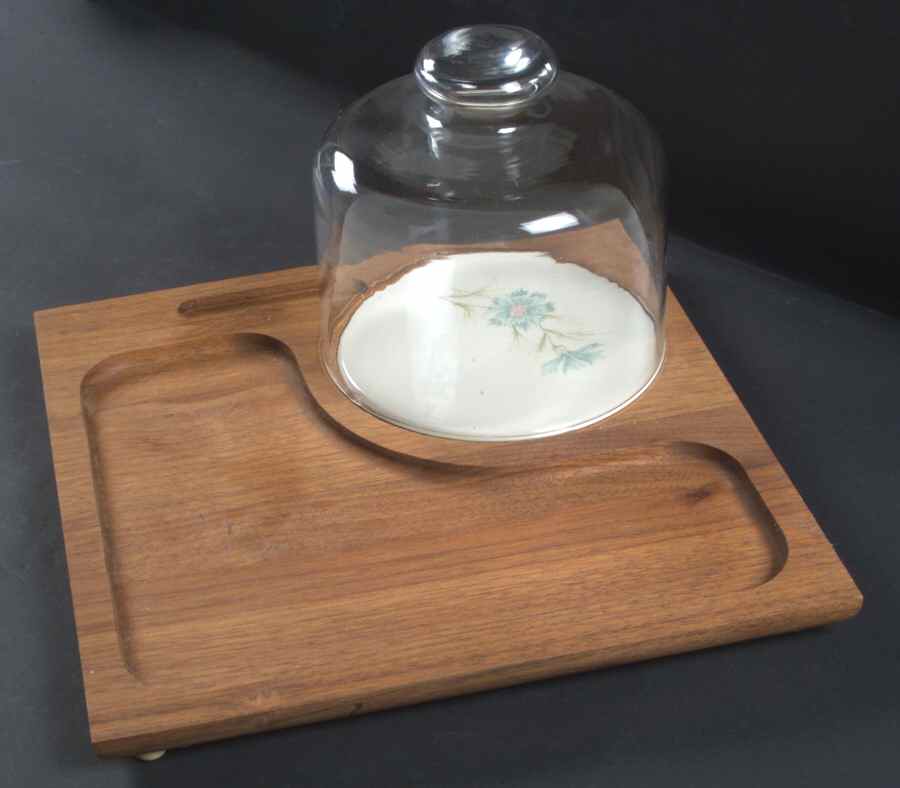 Boutonniere Cheese Dish with Wood Base and Glass Dome by Taylor, Smith & Taylor (Ts&T)-1
