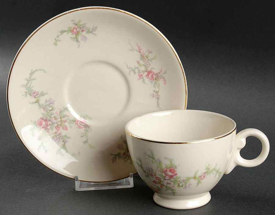 Brides Bouquet Footed Cup & Saucer Set by Taylor, Smith & Taylor (Ts&T)-1