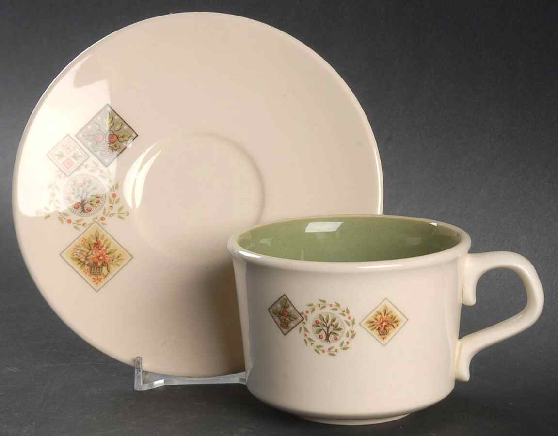 Brocatelle Flat Cup & Saucer Set by Taylor, Smith & Taylor (Ts&T)-1