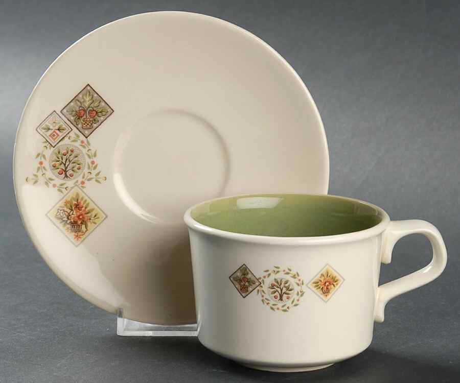 Brocatelle Flat Cup & Saucer Set by Taylor, Smith & Taylor (Ts&T)-1