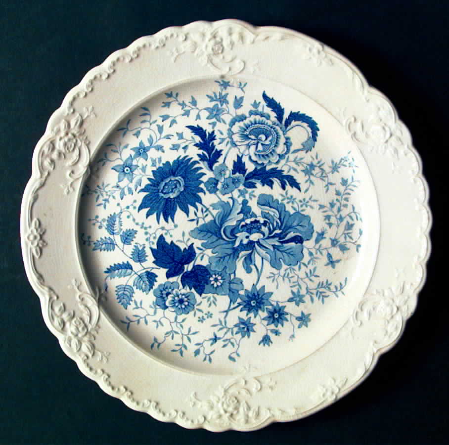 Center Bouquet Blue (Fairway Shape) Dinner Plate by Taylor, Smith & Taylor (Ts&T)-1