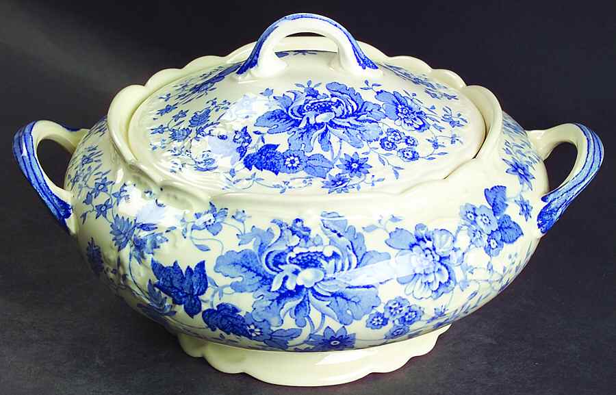 Center Bouquet Blue (Fairway Shape) Round Covered Vegetable by Taylor, Smith & Taylor (Ts&T)-1