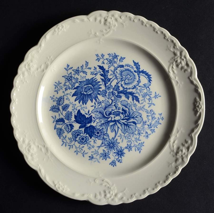 Center Bouquet Blue (Fairway Shape) Salad Plate by Taylor, Smith & Taylor (Ts&T)-1
