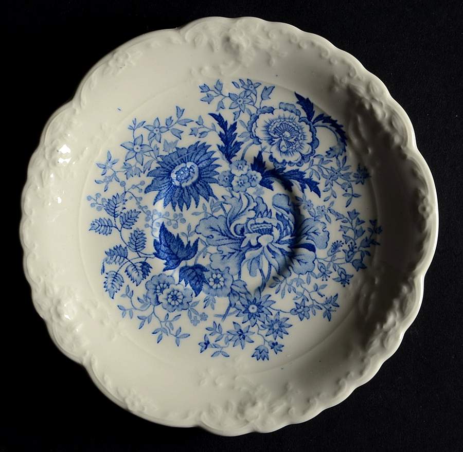 Center Bouquet Blue (Fairway Shape) Saucer by Taylor, Smith & Taylor (Ts&T)-1