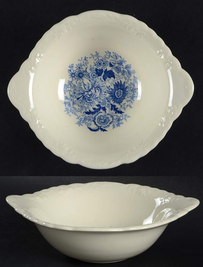 Center Bouquet Blue (Fairway Shape) Lugged Cereal Bowl by Taylor, Smith & Taylor (Ts&T)-1
