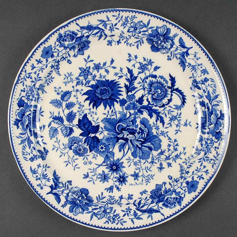 Center Bouquet Blue (Laurel Empire Shape) Luncheon Plate by Taylor, Smith & Taylor (Ts&T)-1