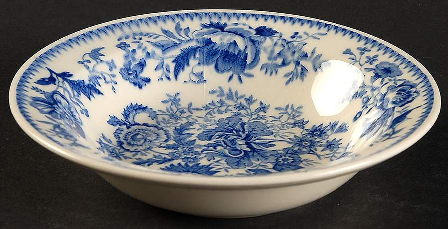 Center Bouquet Blue (Laurel Empire Shape) Rim Fruit/Dessert (Sauce) Bowl by Taylor, Smith & Taylor (Ts&T)-1