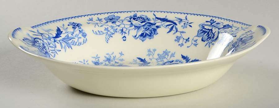 Center Bouquet Blue (Laurel Empire Shape) 9" Oval Vegetable Bowl by Taylor, Smith & Taylor (Ts&T)-1