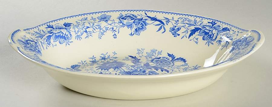 Center Bouquet Blue (Laurel Empire Shape) 10" Oval Vegetable Bowl by Taylor, Smith & Taylor (Ts&T)-1