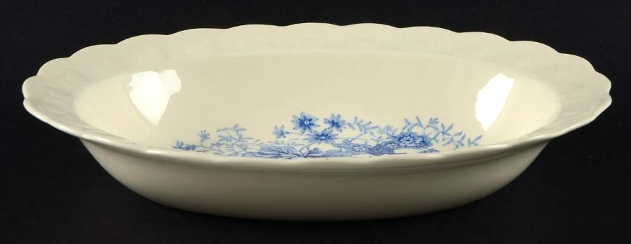 Center Bouquet Blue (Garland Shape) 9" Oval Vegetable Bowl by Taylor, Smith & Taylor (Ts&T)-1