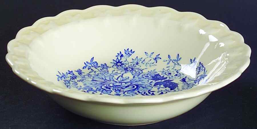 Center Bouquet Blue (Garland Shape) Rim Fruit/Dessert (Sauce) Bowl by Taylor, Smith & Taylor (Ts&T)-1