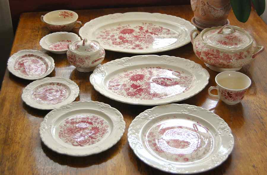 Center Bouquet Red (Fairway Shape) 14" Oval Serving Platter by Taylor, Smith & Taylor (Ts&T)-1