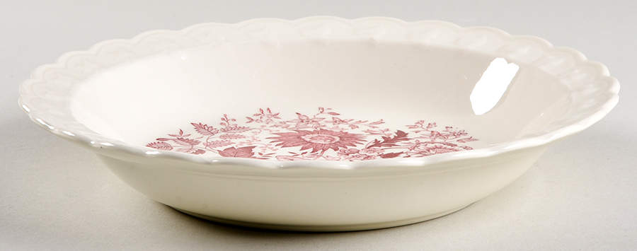 Center Bouquet Red (Garland Shape) Rim Soup Bowl by Taylor, Smith & Taylor (Ts&T)-1