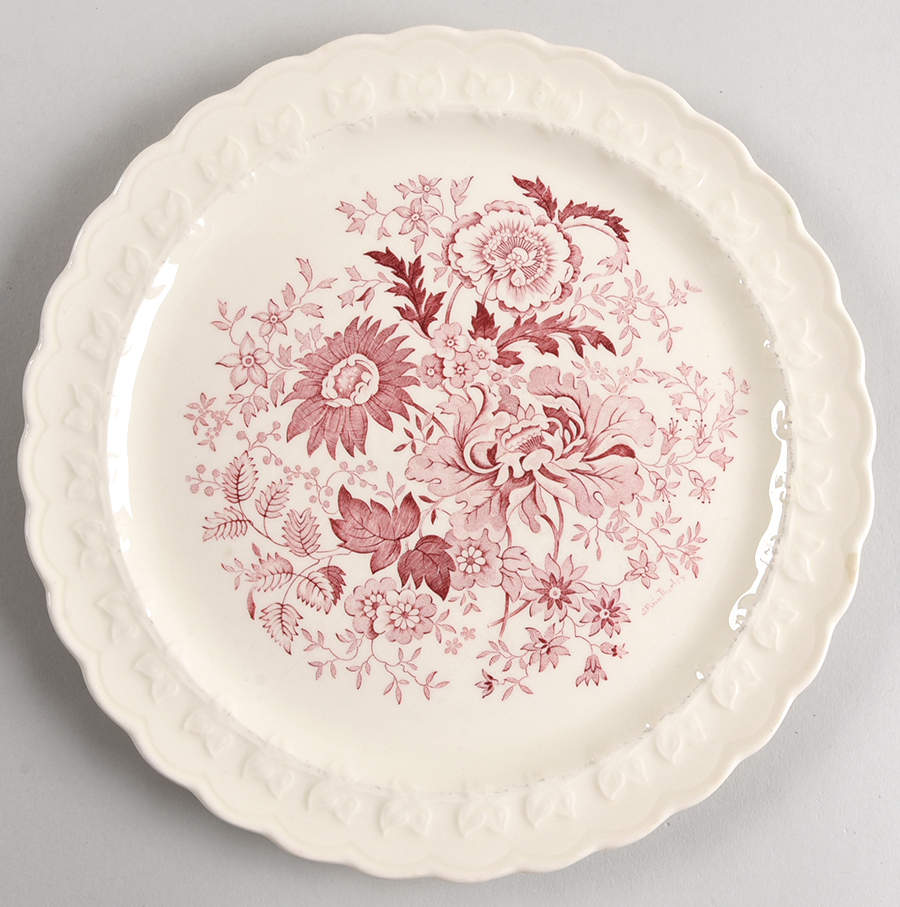 Center Bouquet Red (Garland Shape) Luncheon Plate by Taylor, Smith & Taylor (Ts&T)-1