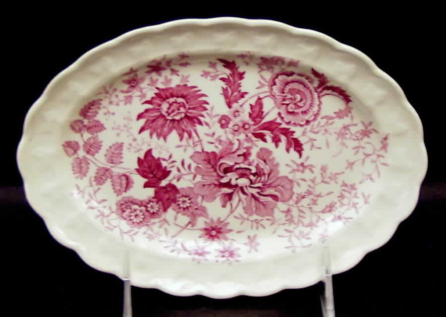 Center Bouquet Red (Garland Shape) Relish/Gravy Underplate by Taylor, Smith & Taylor (Ts&T)-1