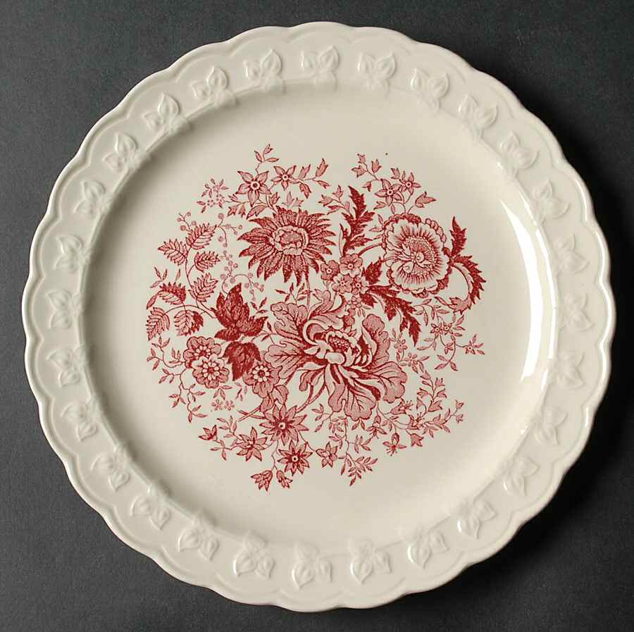 Center Bouquet Red (Garland Shape) Salad Plate by Taylor, Smith & Taylor (Ts&T)-1