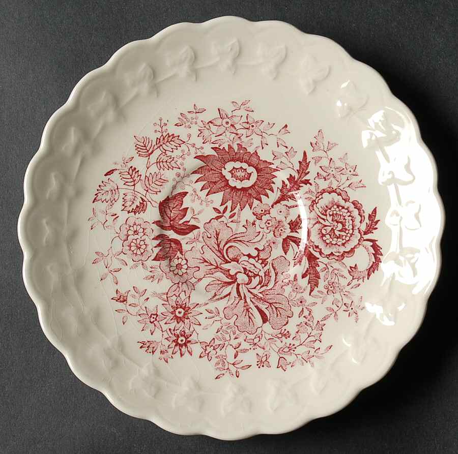 Center Bouquet Red (Garland Shape) Saucer by Taylor, Smith & Taylor (Ts&T)-1