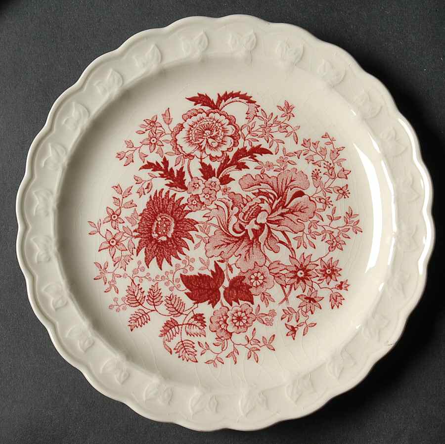 Center Bouquet Red (Garland Shape) Bread & Butter Plate by Taylor, Smith & Taylor (Ts&T)-1