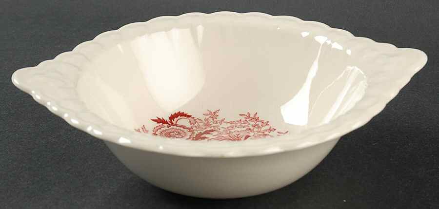 Center Bouquet Red (Garland Shape) Lugged Cereal Bowl by Taylor, Smith & Taylor (Ts&T)-1