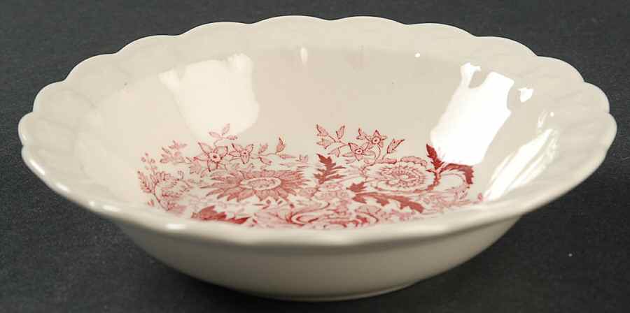 Center Bouquet Red (Garland Shape) Rim Fruit/Dessert (Sauce) Bowl by Taylor, Smith & Taylor (Ts&T)-1