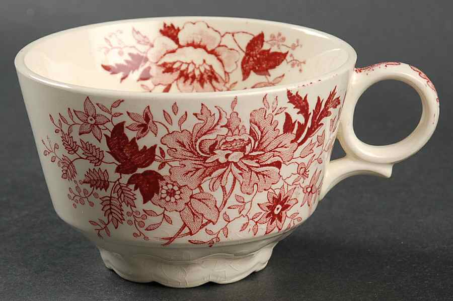 Center Bouquet Red (Garland Shape) Flat Cup by Taylor, Smith & Taylor (Ts&T)-1