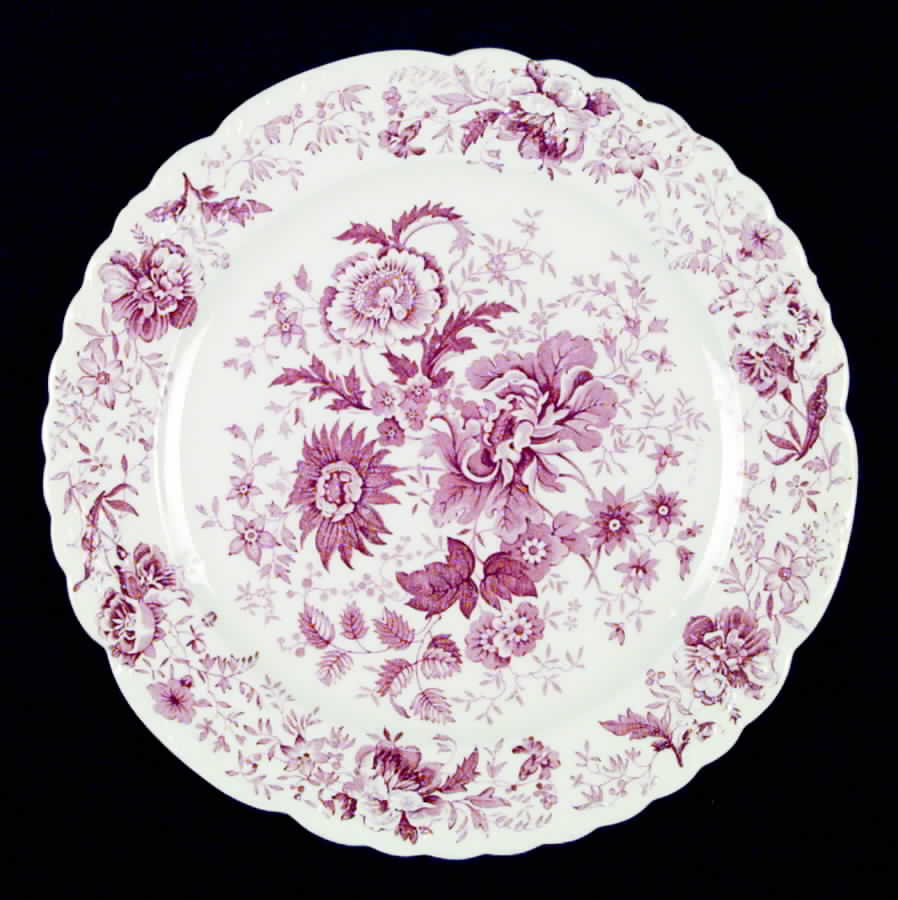 Center Bouquet Red (Fairway Shape) Luncheon Plate by Taylor, Smith & Taylor (Ts&T)-1