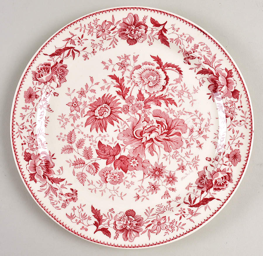 Center Bouquet Red (Smooth) Luncheon Plate by Taylor, Smith & Taylor (Ts&T)-1