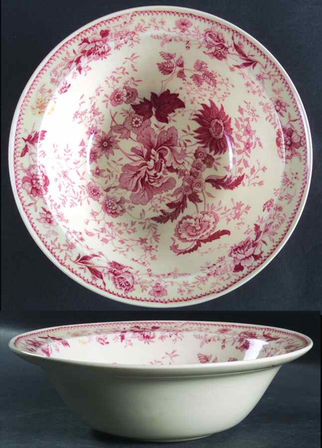 Center Bouquet Red (Smooth) 9" Round Vegetable Bowl by Taylor, Smith & Taylor (Ts&T)-1