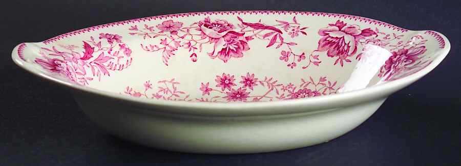 Center Bouquet Red (Smooth) 9" Oval Vegetable Bowl by Taylor, Smith & Taylor (Ts&T)-1