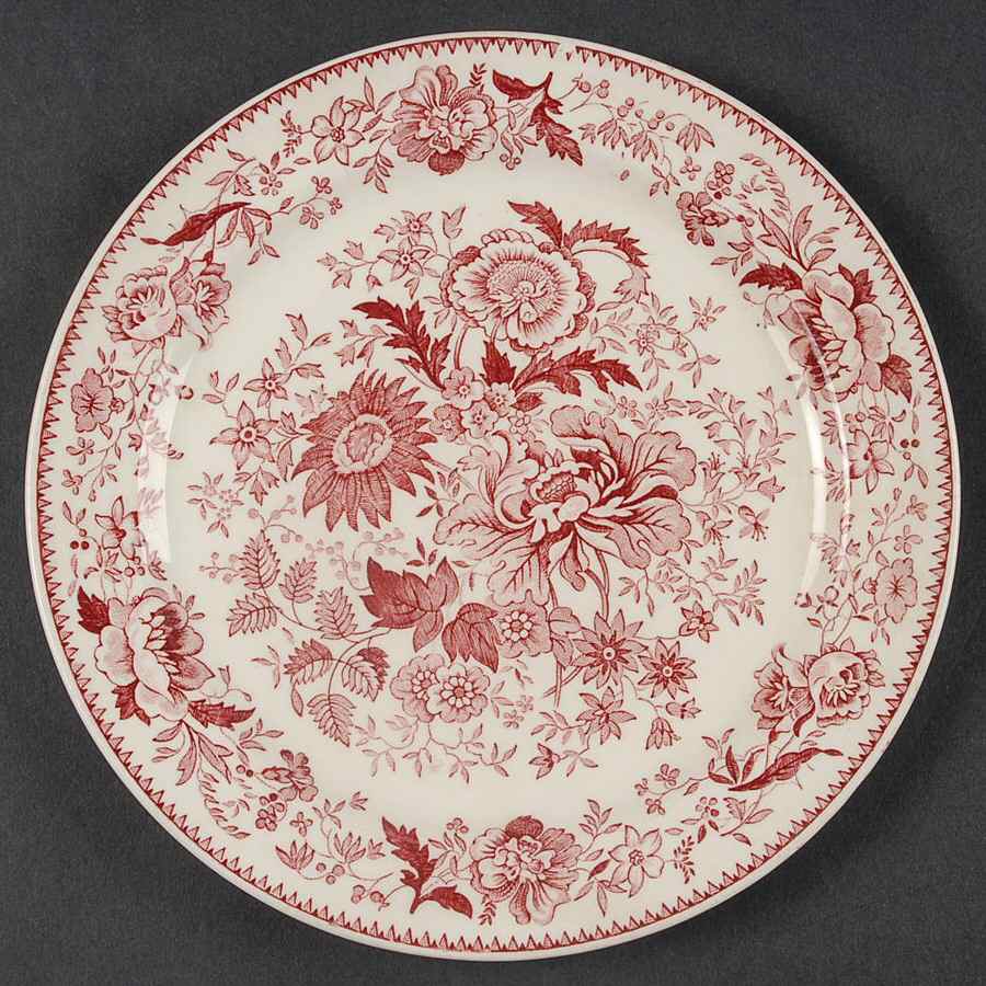 Center Bouquet Red (Smooth) Salad Plate by Taylor, Smith & Taylor (Ts&T)-1
